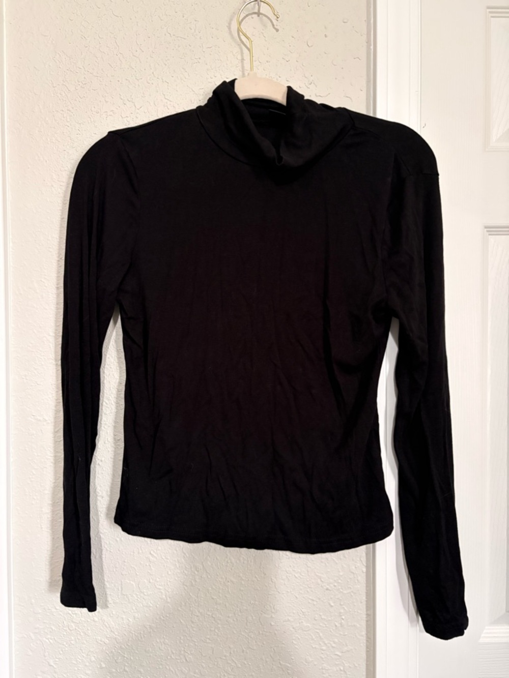SHEIN Black Long Sleeve Turtleneck Slim Top